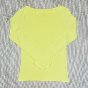 GAP Modern T Long Sleeve Boat Neck Top Neon‎ Yellow Chartreuse Small